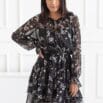 Czarna sukienka SEVILLA w kwiatowy print 6