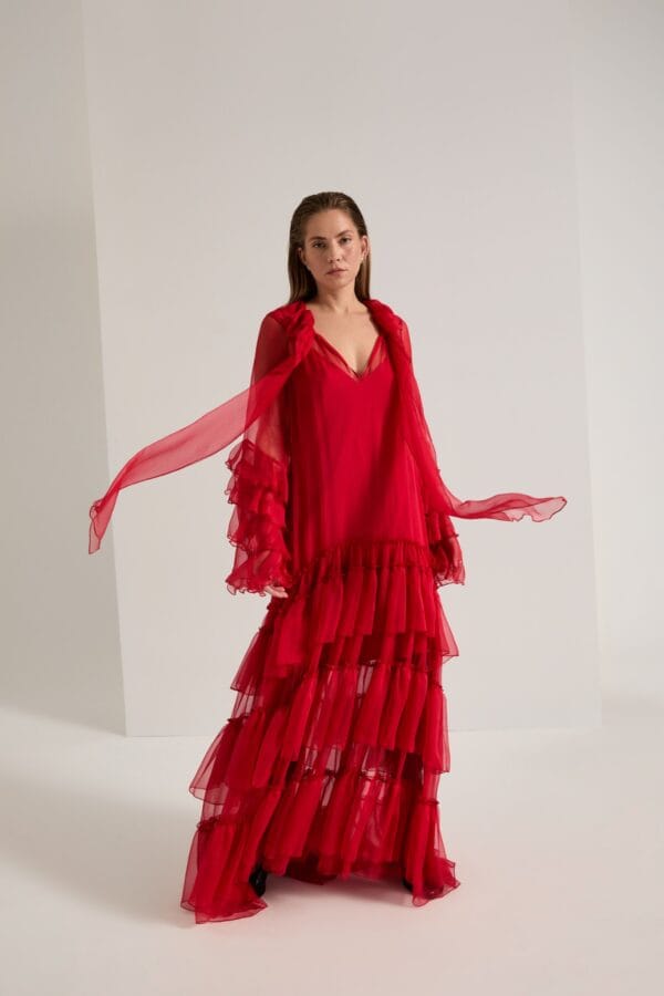 Czerwona sukienka jedwabna RED HAZE