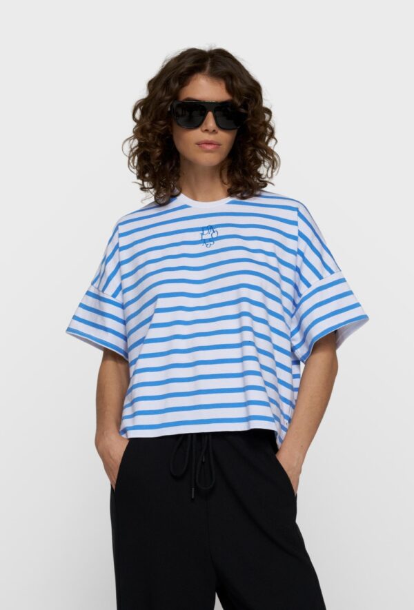 T-shirt damski oversize w niebieskie paski 10DAYS
